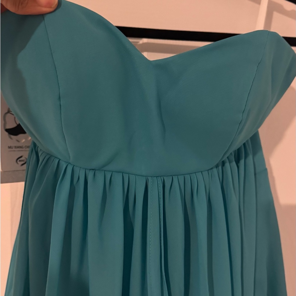 Elegant Blue Strapless Dress